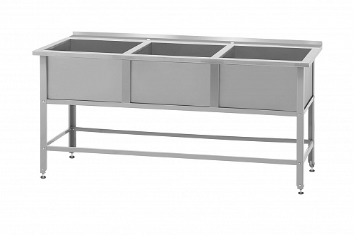 Ванна моечная ВМСб - 530/3 &amp;quot;Base&amp;quot; (полка с 2-мя отверстиями, борт)