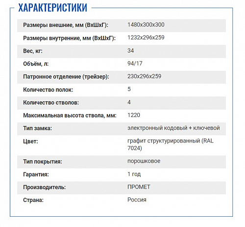 Оружейный сейф &amp;quot;Беркут 150/2&amp;quot; ЕL 